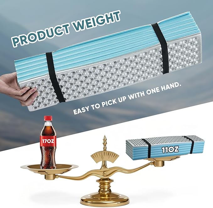 Ultralight Foam Sleeping Pad Waterproof Closed Cell Foam Pad for Superior Insulation Folding Sleeping Mat for Compact Storage Foldable and Portable for Hiking and Camping