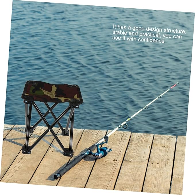 Mikikit Folding Fishing Stool Compact Outdoor Camping Chair Oxford for Comfortable Use
