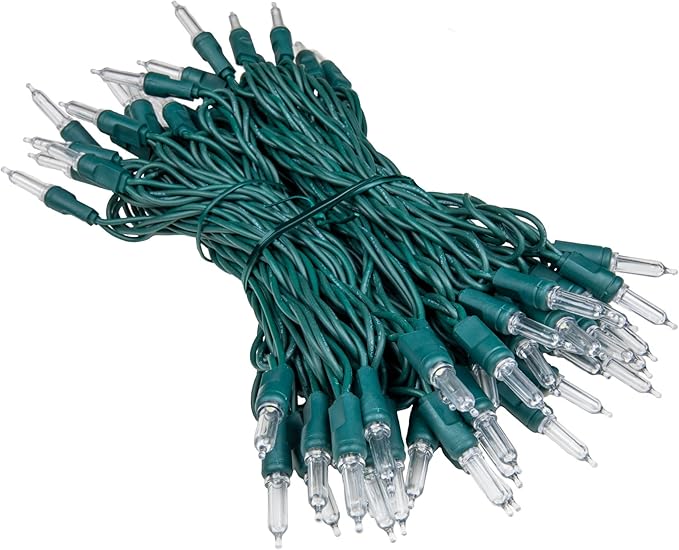 Novelty Lights Vintage Style T5 Pure White LED Christmas Lights 35 Feet Green Wire String of 70 Mini Bulbs UL Listed Indoor/Outdoor Tree Lighting