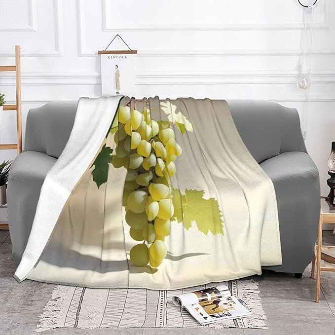 Green Grapes Soft Fleece Blanket 60 * 50 inch Soft Sofa Blanket Suitable for Sofa Camping Travel Night Cover Blanket