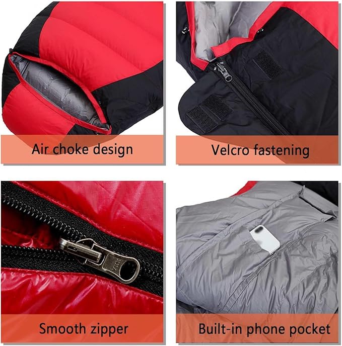 Backpacking Sleeping Bag 90% White Duck Down 5℉-50℉ Camping Sleeping Bags Includes Travel Pillow Camping Hiking Sleep Essentials Gear Accessories