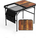 zenithstar Portable Folding Camping Table - Lightweight Aluminum Compact Picnic Table with Carrying Bag - Adjustable Height Waterproof Surface for Outdoor RV BBQ Beach Travel and Hiking