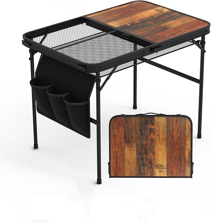 zenithstar Portable Folding Camping Table - Lightweight Aluminum Compact Picnic Table with Carrying Bag - Adjustable Height Waterproof Surface for Outdoor RV BBQ Beach Travel and Hiking