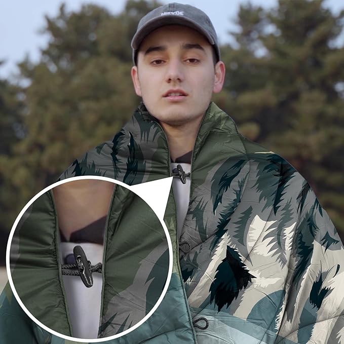 Camping Blanket Puffy - Outdoor Stadium Blanket Wearable Lightweight Packable Machine Washable Camping Quilt for Traveling Picnic Beach Party