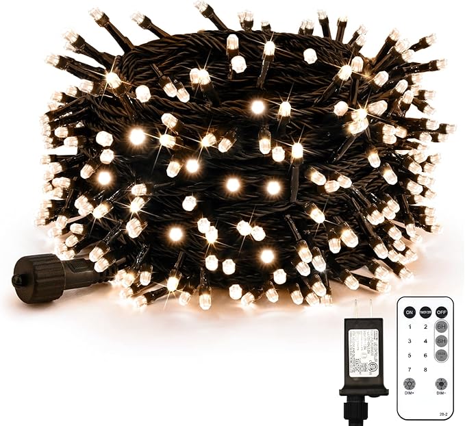 suddus Christmas Tree Lights Indoor 66ft 200led Connectable Tree Lights with 8 Modes Twinkle Lights for Christmas Tree Backyard Patio Porch House Decoration Warm White