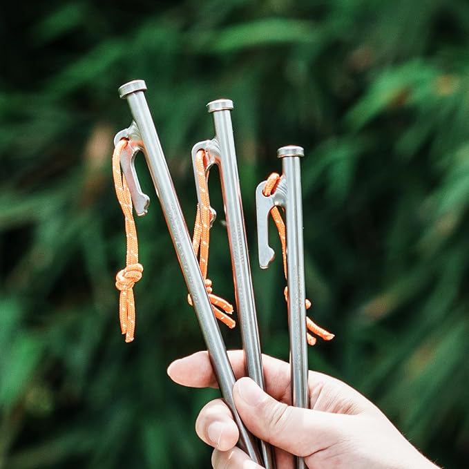 Boundless Voyage 6pcs/lot Titanium Alloy Tent Pegs Outdoor Camping Awning Tent Stakes Lightweight Hiking Climbing Tent Nail 24cm/30cm/35cm