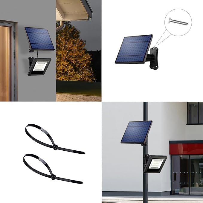 Solar Lights Dusk to Dawn 4400mAh Solar Powered Spotlight Waterproof Flood Light 6000K Lighting with 16FT Cord for Patio Flag Pole Fence White