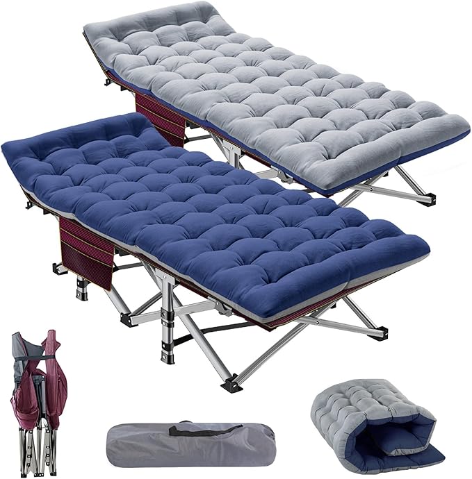 Barbella Folding Camping Cot 2 Pack Folding Cot Camping Cots for Adults Portable Sleeping Cot with Mattress Foldable Outdoor Bed Camp Cots Guest Bed with Carry Bag for Home Office &amp Outdoor Use