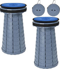 2 Pack Upgraded Collapsible Stool Folding Stool with CushionRetractable Folding Stool Max Load Capacity 400lbs Portable Telescoping Stools for Camping Hiking Outdoor BBQ -Grey