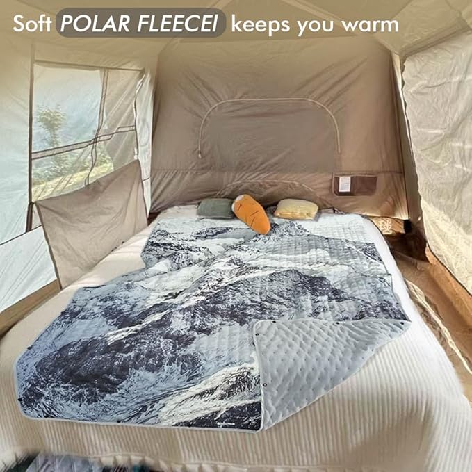 Outdoor Camping Quilt Warm Thick Blanket with Polar Fleece Packable Down Wearable Camp Blankets with Snap Buttons Soft Puffy Camping Quilt for Cold Weather (Jokul 76'' x 56'')
