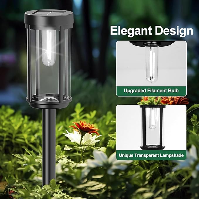 8 Pack Solar Lights Outdoor Waterproof for Garden Walkway Pathway Lawn Yard Decorative Modern Landscape Lighting. (Cool White Light 8)