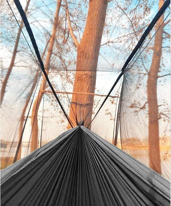 Sunyear Camping Hammock Portable Single &amp Double Hammock with Net 2 Person Hammock Tent with 2 * 10ft Straps Best for Outdoor Hiking Survival Travel