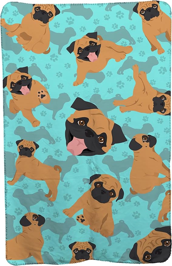 Caroline's Treasures MLM1057TBLT Apricot Pug Soft Travel Blanket with Bag Airplane Blanket Indoor Outdoor Camping Blanket for Traveling Picnics Beach Trips Concerts