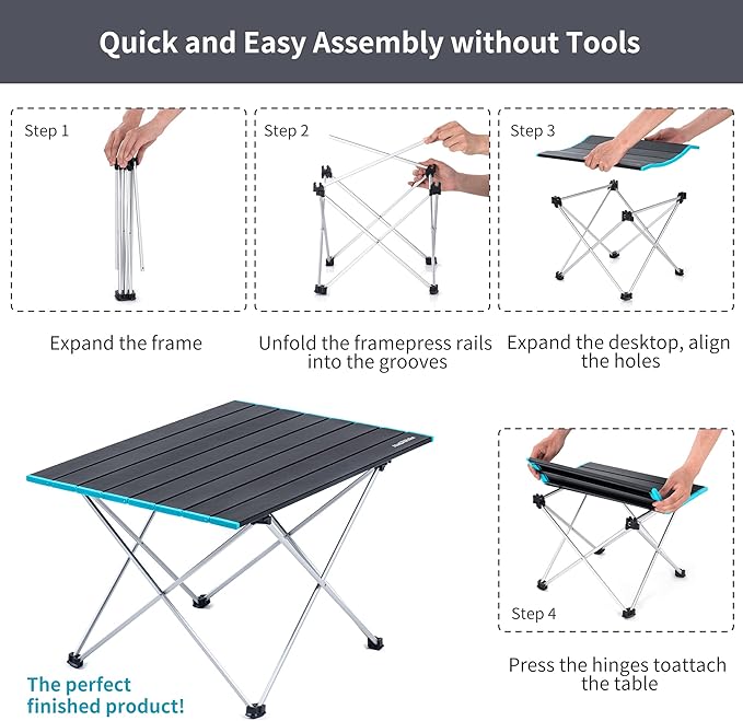 Naturehike FT08 Portable Camping Table Ultralight Aluminum Folding Beach Table with Carry Bag for Outdoor Cooking Picnic Camp Boat Travel