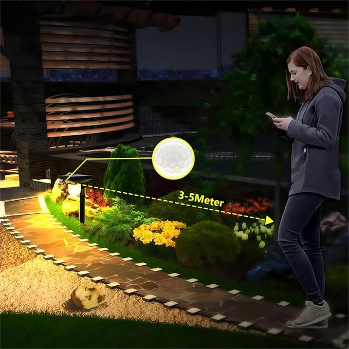 S NMT Solar Landscape Spotlight 4 Pack IP65 Waterproof Outdoor Garden Solar Powered Pathway Light Motion Sensor Path Lighting for Yard Patio Pathway