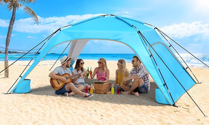 Beach Tent Sun Shelter for 6-8 Person Beach Sun Shelter with UPF50+ UV Protection Lightweight and Easy Setup Beach Canopy Portable Shade Tent for Beach Camping Fishing