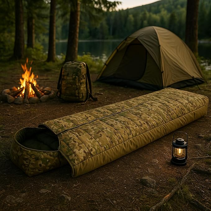 MT British Army Pattern 1958 Style Sleeping Bag – Military Tactical Roll-up Sleep System with Compression Sack Waterproof &amp Warm Outdoor Survival Gear OD/Multi-Terrain