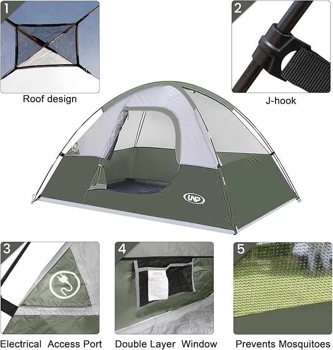 Camping Tent 2-4 Person Waterproof Windproof Tent with Rainfly Easy Set up-Portable Dome Tents for Camping…