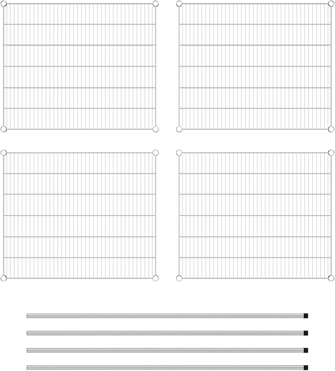 Commercial NSF Listed Chrome Stationary Wire Shelving Kit 30 x 36 x 64 with 4 Shelves Perfect for Warehouse Walk-in Refrigerator Freezer Grocery Store Restaurant Dishroom