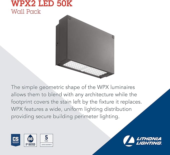 Lithonia Lighting 12.3 LED Wall Pack Outdoor Light Fixture Building Wall Light 5000K Daylight MVOLT 120-277V IP66 Bronze (WPX2 LED 50K MVOLT DDBXD M2)