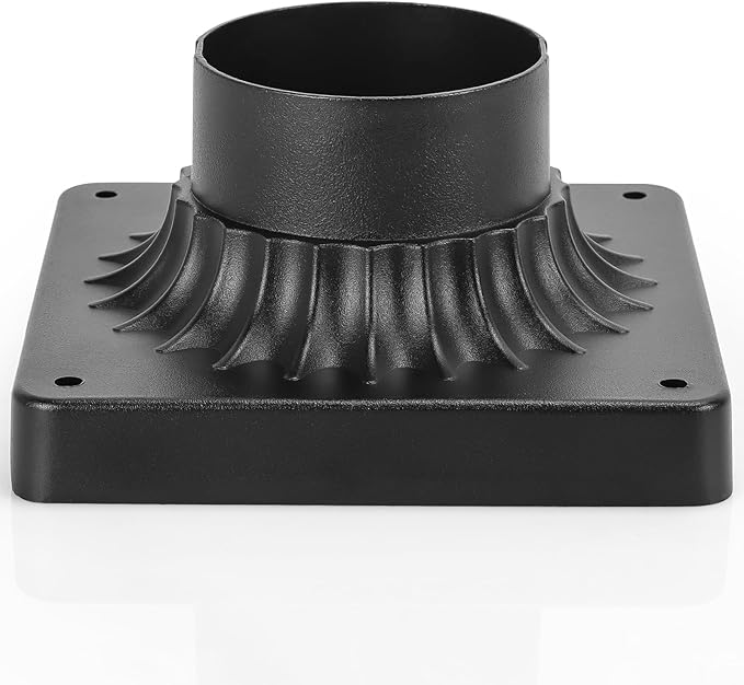 Lighting Outdoor Post Light Mounting Base – 3.0 OD Heavy-Aluminum Pier Mount Adapter in Black Finish for Deck Porch Patio 2 Pack