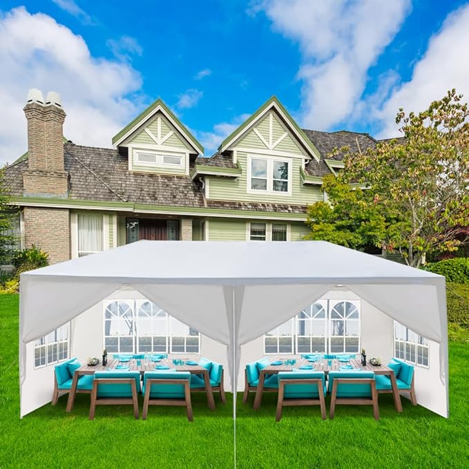 10'x20' Outdoor Party Tent with 6 Removable Sidewalls Waterproof Canopy Patio Wedding Gazebo White