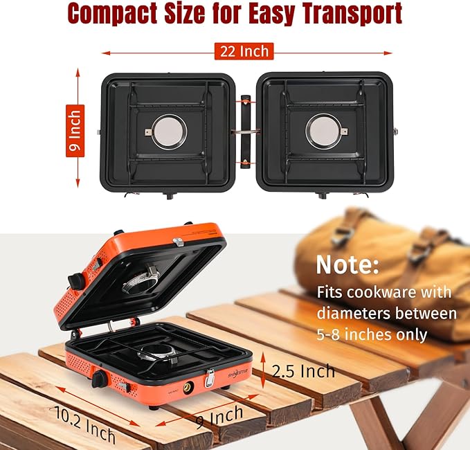 SHINESTAR 2 Burner Camping Stove with Windshield 17000 BTU Portable Propane Camp Stove Foldable Gas Stove for Camping Outdoor Cooking RV Trips or Emergencies