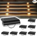Solar Stair Lights Outdoor Waterproof 8 Pack Solar Step Lights for Outside Warm White Deck Lighting for Step Stair Porch Railing Patio Yard Front Door Sidewalk Poolside Balcony