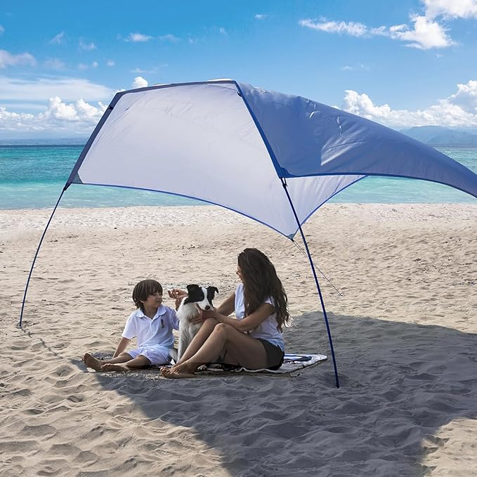 Beach Wind-Powered Shade Canopy Portable Sun Shelter Tent UPF 50+ UV Protection Lightweight Easy Set Up 78 Sq. Ft. of Shade for 1-3 People.Lite Regatta