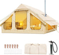Capacity for 4-6 People Outdoor Inflatable Camping Deluxe Tent 6.3 Flat Inflatable House Oxford Cloth Tent Double Door Air Pump with Window Travel Sun Protection Waterproof Windproof Camping Tent