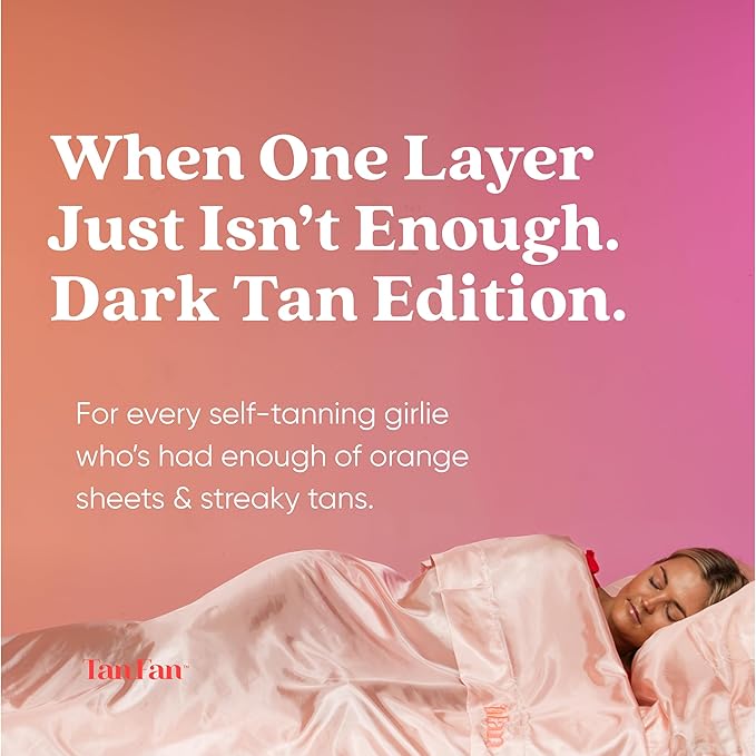 Tan Fan Self Tan Sleep Sac – Dark Tan Edition (Pink) – Protect Sheets From Dark Tanner - No Transfer Guarantee – 100% Silky Cool Thicker Bottom Lightweight Top Foot Openings – Large Roomy Comfy