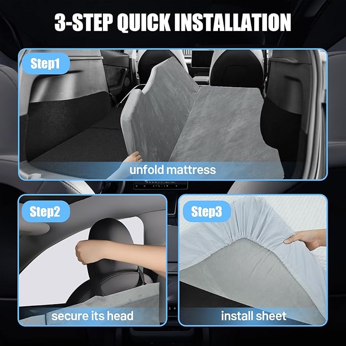 Memory Foam Mattress for Tesla Model Y - 2.4 High-Density Soft Car Camping Bed Foldable with Washable Sheet &amp Storage Bag 74 x 41 Sleeping Mat for Tesla Model Y Accessories Fits Frunk &amp