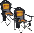 EVER ADVANCED Heated Camping Chair Lawn Chairs Heated Chair Outdoor Sports with 3 Heat Levels Heated Folding Chair Camping Chairs for Adults Supports 400lbs Battery Not Included