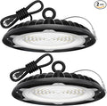 HYPERLITE UFO LED High Bay Light: 150W 19500LM High Bay LED Shop Lights with 6ft Plug - 5000K IP65 LED Warehouse Lights for Workshop Stadium Garage Lighting 2-Pack