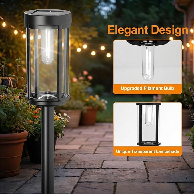 Sparkblaze 12 Pack Solar Pathway Lights Outdoor Modern Classic Solar Garden Lights Auto On/Off Landscape Lighting for Yard Lawn Patio Walkway Waterproof Solar Stake Lights. (12 Cold White)