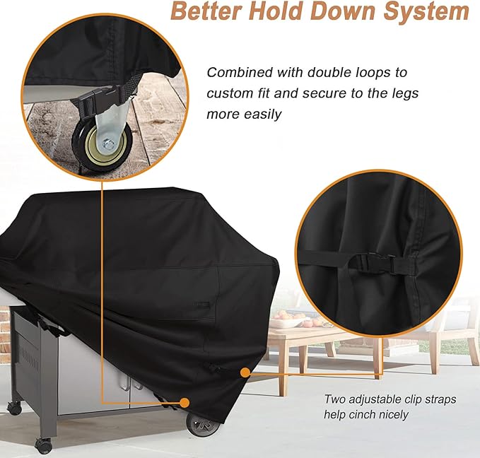 NettyPro Grill Cover for Outdoor Grill 44 inch Waterproof Heavy Duty Gas BBQ Cover for Outside Weber Char-Broil Brinkmann Jenn Air Nexgrill 2 Burner Barbecue Black