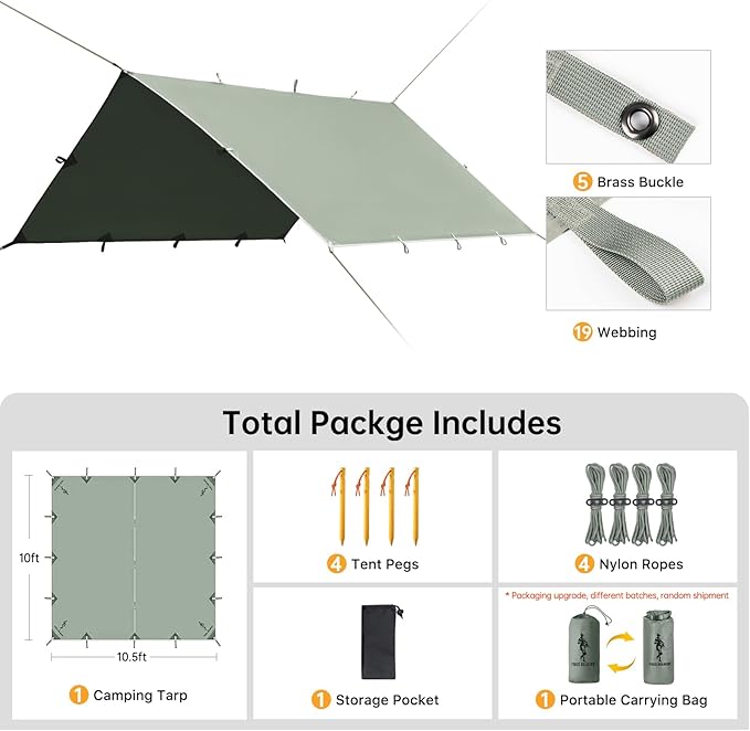 Free Soldier Waterproof Portable Tarp Multifunctional Outdoor Camping Traveling Awning Backpacking Tarp shelter Rain Tarp