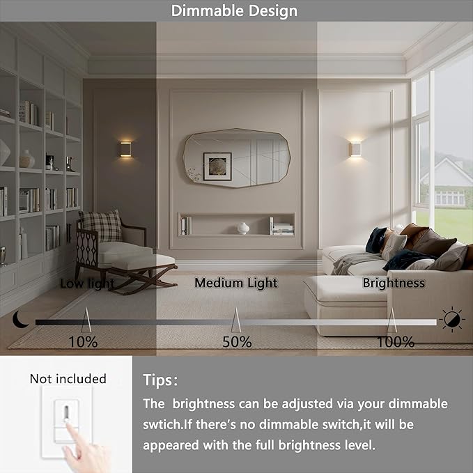 Aluminum Wall Sconces 15.5W LED Waterproof Wall Lights IP65 Outdoor Porch Lamp Up and Down Dimmable Modern Wall Lamps for Bedroom Living Room Garage Yard 3000K… (Champagne)