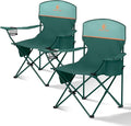 ALPHA CAMP Folding Camping Chairs for Adults Lawn Chairs Outdoor Chairs Support 250 LBS Portable Camp Chairs with Cup Holders Cooler Pouch for Outdoor 2 Pack