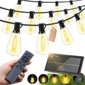 Solar Lights Outdoor Waterproof: ST38 82FT 25M Shatterproof Bulbs Patio Lights - Solar Powered &amp USB Charging- Remote Control 3 Light Modes Dimmable Solar Light - Camping Backyard Garden