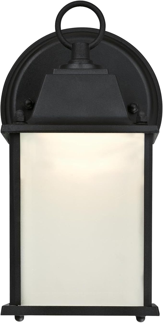 6107500 One-Light Dimmable LED Outdoor Wall Fixture Textured Black Finish with Frosted Glass