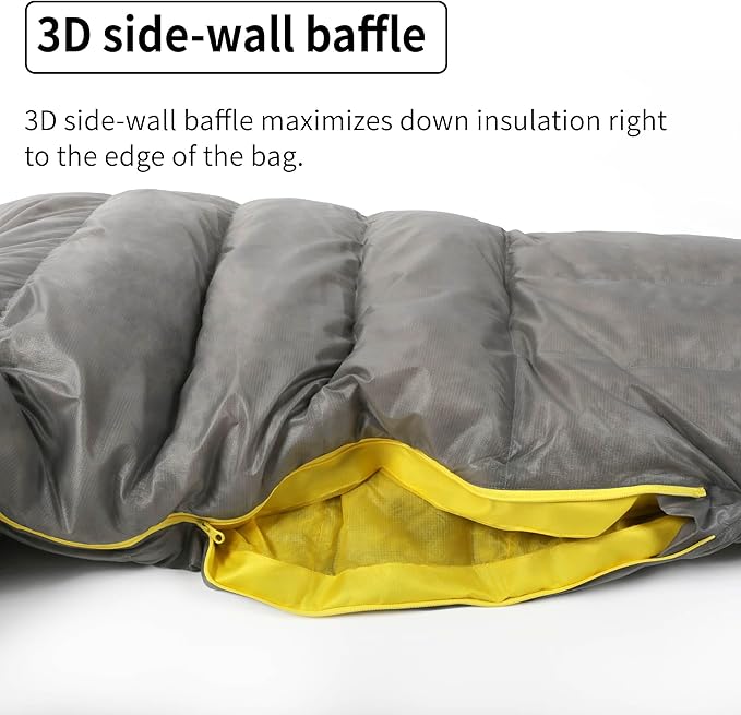 Dusk Upgrade 7D Ultralight 800FP Ultra Dry Down Pro Sleeping Bag Backpacking Camping Hiking for Men &amp Women