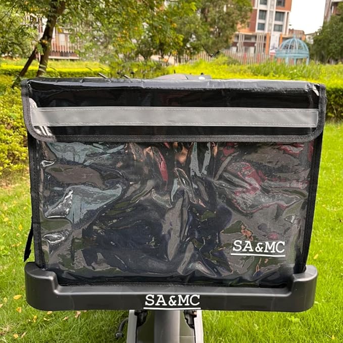 SA&ampMC Pizza Food 62L Delivery Bag Bundle with Rear Plastic Rack for Motorcycle Delivery Drivers