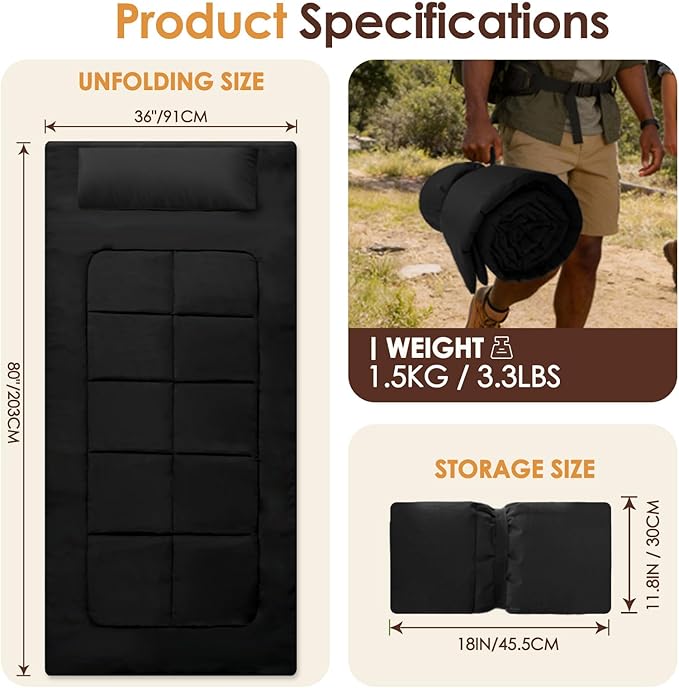 Floor Mattress 80 x 36 Inches XXL Portable Foam Sleeping Pad Comfortable Non-Slip Foldable Camping Mattress Lightweight Easy to Storage for Home Outdoor Tent Guest Bed Living Room