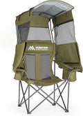 Camping Chair with Canopy Shade - Folding Beach Chair with UPF 50+ Sun Shade Cup Holder Side Pocket Portable Sports Chair for Adults Support 330 LBS Fishing Camp Outdoor Lawn Chair Green