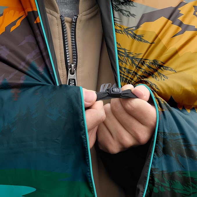 zzlamb Camping Blanket for Cold WeatherOutdoor Puffy Blanket Portable Down AlternativeWindproof Warm Cloak with SnapsCozy Quilt Backpacking Picnic RV Travel Plane Car Hammock Beach Climbing