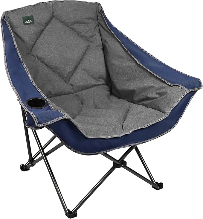 Northroad Oversized Foldable Camping Chair Outdoor Padded Lawn Chair w/Cup HolderCarry Bag for Beach Hiking and PicnicsHeavy-Duty 300-lbs Capacity Purple