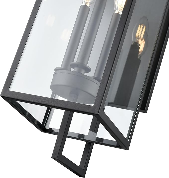 ML Lighting | Lamont Collection | 280003-TBK | 3 Light Outdoor Wall Sconce in Textured Black Finish with Clear Glass Shade | Perfect for Walkways Porches Backyards Patios and Driveways