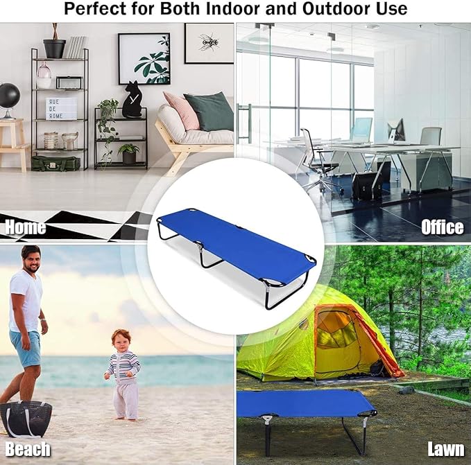GOFLAME Folding Camping Cot Portable Collapsible Sleeping Bed Weight Capacity to 300 lbs Camping Bed Cots for Indoor and Outdoor Use