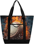 Insulated Shopping BagLarge Reusable Cooler Bags Fire Water Baseball Ball Printed Foldable Shopping BagTravel Waterproof Shoulder Bag